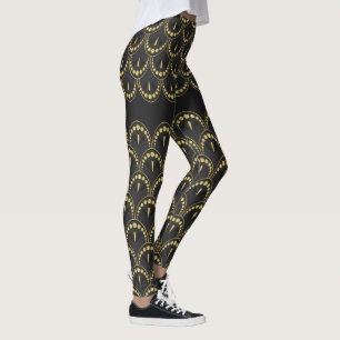 Geometrisches Deko aus Gold und Grau Leggings