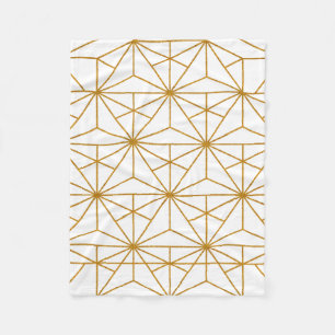 Geometrisches Deko aus Weiß und Goldkunst Fleecedecke