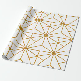 Geometrisches Deko aus Weiß und Goldkunst Geschenkpapier