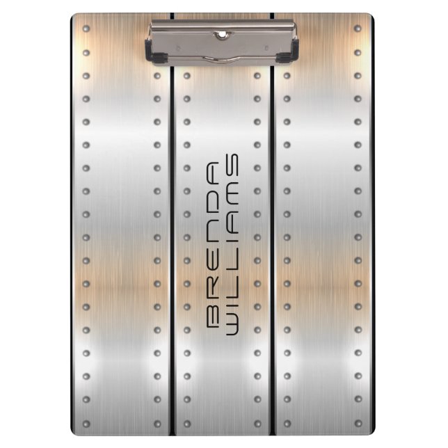 Geometrisches Design aus gebürstetem Aluminium Klemmbrett (Vorderseite)