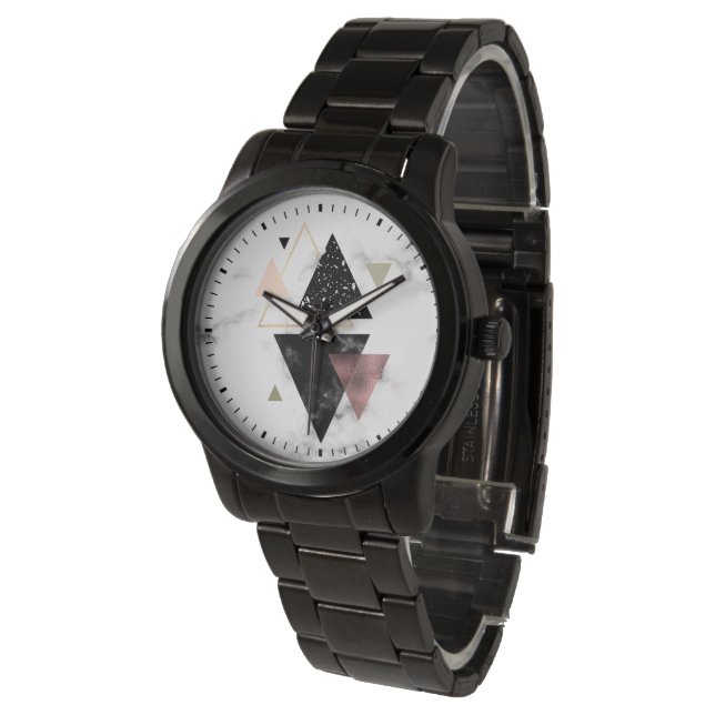 Geometrisches Design aus Metall Armbanduhr (Schrägansicht)