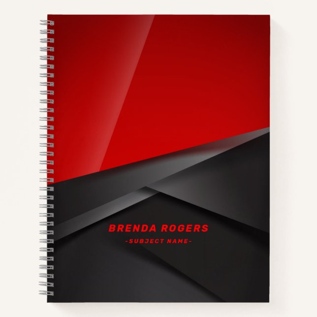 Geometrisches Design aus rot und schwarz-metallisc Notizbuch (Vorderseite)