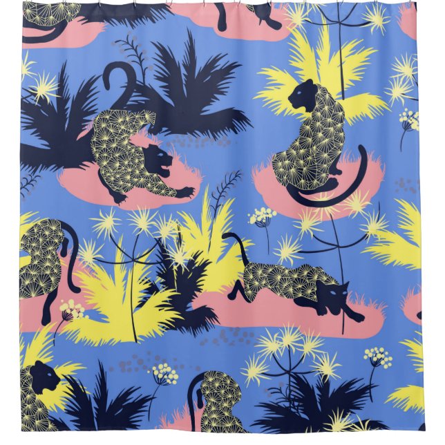 Geometrisches Design aus Tiger und Leopard Duschvorhang (Vorderseite)