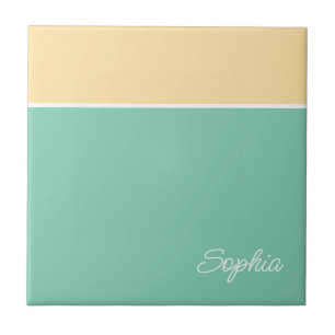 Geometrisches Design, blassgelb und Aquamarin, Skr Fliese