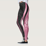 Geometrisches Design der schwarz-rosa Blumenmasken Leggings<br><div class="desc">Elegante Vintage Blumengestauke in Schwarz und Rosa in geometrischem Design mit dekorativen Streifen. Sie können dieses Design in Ihrer Lieblingsfarbe anfordern.</div>