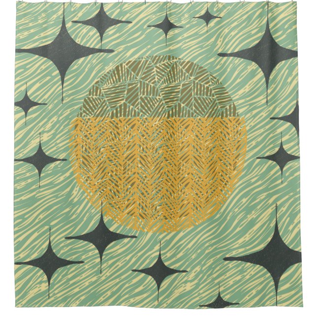 Geometrisches Design der Sternexplosion Mitte des  Duschvorhang (Vorderseite)