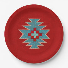 Geometrisches Design der Südwest Mesas Red & Turqu