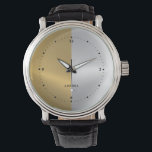 Geometrisches Design für die Aufteilung von Gold u Armbanduhr<br><div class="desc">Bild von metallischem Gold und Silber Split Screen,  modernes geometrisches Design.</div>