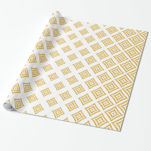 Geometrisches Design für Gold Glitzer Geschenkpapier (Ungerollt)