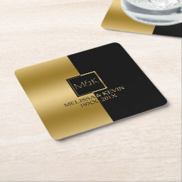 Geometrisches Design für Gold und Schwarz Rechteckiger Pappuntersetzer