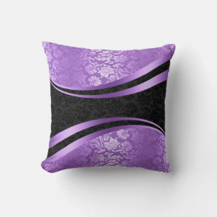 Geometrisches Design für lila und schwarze Streife Kissen