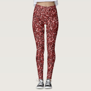 Geometrisches Design für Red Flat Sequin Leggings