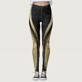 Geometrisches Design für schwarze und goldene flor Leggings