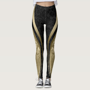 Geometrisches Design für schwarze und goldene flor Leggings