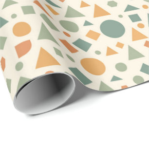 Geometrisches Design in Salbei, Ocker, Türkis und Geschenkpapier