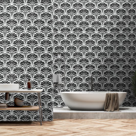 Geometrisches Design in Schwarz und Weiß Tapete