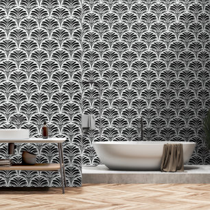 Geometrisches Design in Schwarz und Weiß Tapete