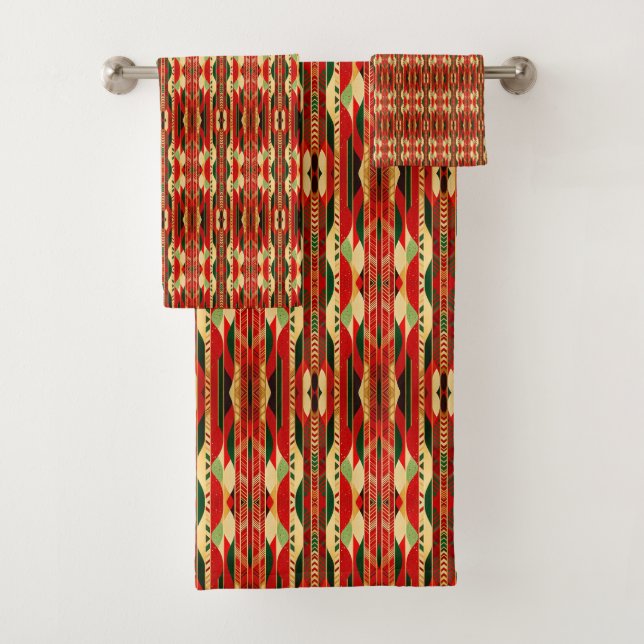 Geometrisches Design in Wüstenfarben Badhandtuch Set (Insitu)