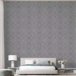 Geometrisches Diamantmuster Grau Schwarz und Weiß Tapete
