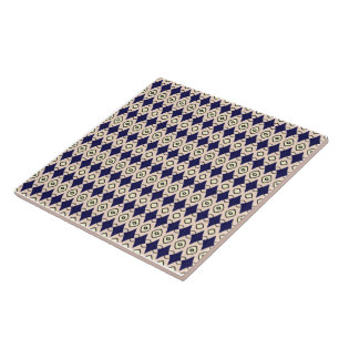 Geometrisches Diamantmuster in Navy Blue & Beige Fliese