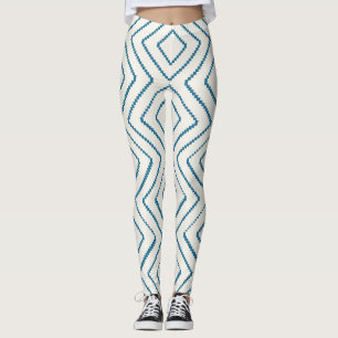 Geometrisches Diamantmuster Nautic Blue Design Leggings