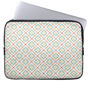 Geometrisches Diamantmuster Pastellrosa und Blau Laptopschutzhülle