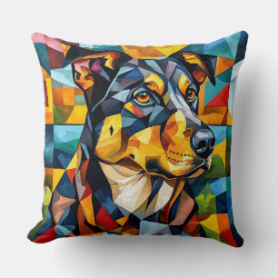 Geometrisches Dobermann-Hundeporträt Moderne Dekor Kissen