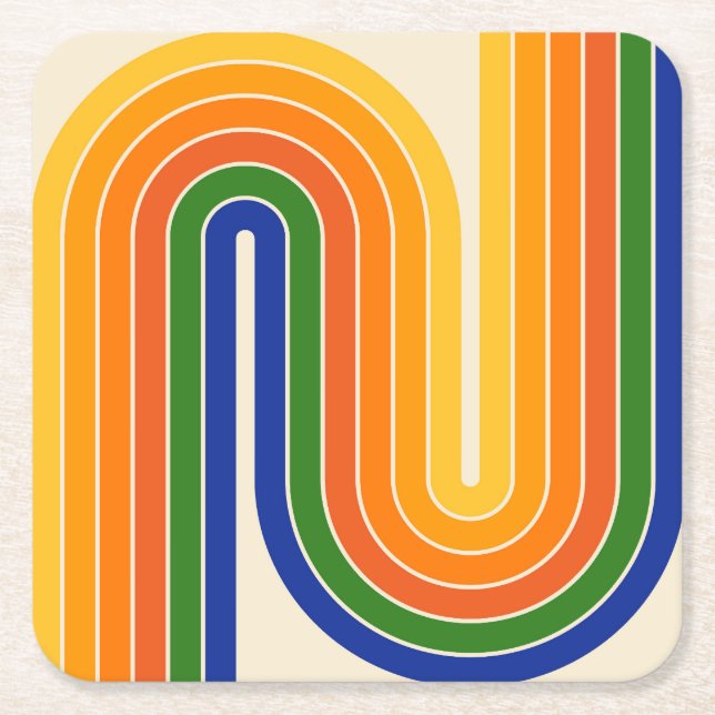 Geometrisches Doppelbogen-Design Rechteckiger Pappuntersetzer (Vorderseite)