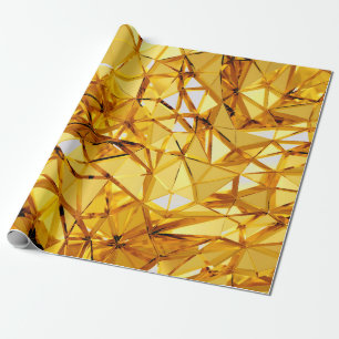 Geometrisches, dreidimensionales goldenes Metall Geschenkpapier