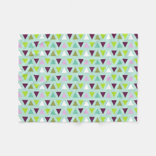 Geometrisches Dreieck-Minzen-Grün-lila Muster Fleecedecke (Vorderseite (Horizontal))