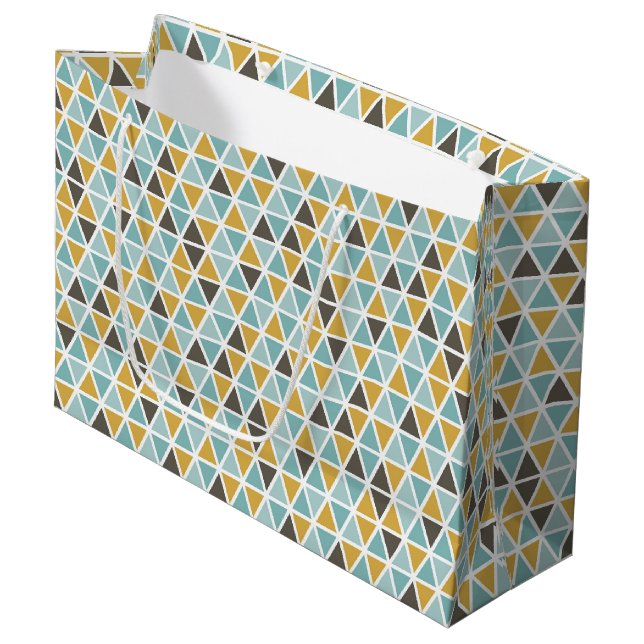 Geometrisches Dreieck-Muster Große Geschenktüte (Vorderseite Schrägansicht)