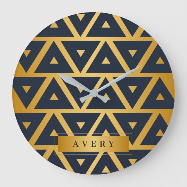 Geometrisches Dreieck Personalisiert Große Wanduhr (Vorderseite)