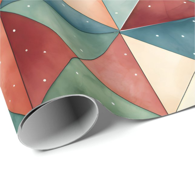 Geometrisches Dreieck Weihnachten Geschenkpapier (Rolleneckpunkt)