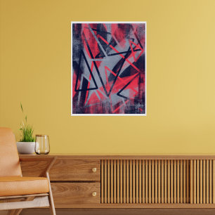 Geometrisches Dreiecke-Poster – Rosa und Blau Poster