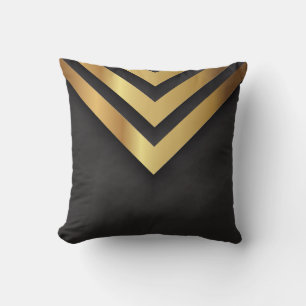 Geometrisches Dreiecksdesign aus Schwarz und Gold Kissen
