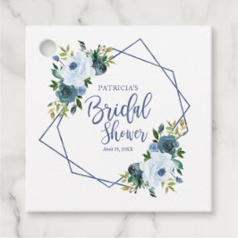 Geometrisches Dusty Blue Floral Brautparty Geschenkanhänger