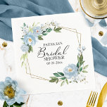 Geometrisches Dusty Blue Floral Brautparty Serviette<br><div class="desc">Geometric Dusty Blue Floral Brautparty Napkins</div>