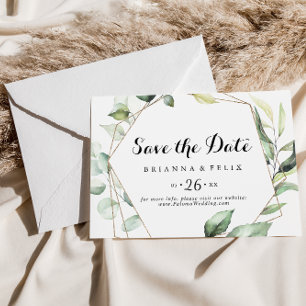 Geometrisches elegantes goldenes Grün Horizontale  Save The Date
