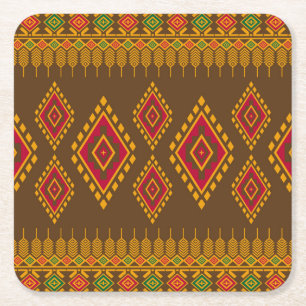 Geometrisches, ethnisches, traditionelles Design, Rechteckiger Pappuntersetzer