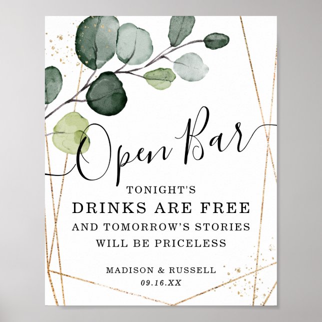 Geometrisches Eukalyptus-Zeichen Poster (Vorne)