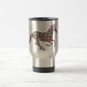 Geometrisches farbenfrohes Einhorn Reisebecher