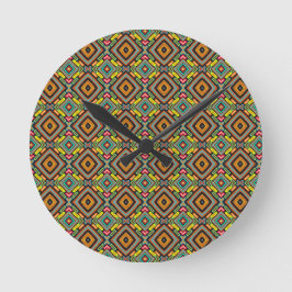 Geometrisches Farbige Einzigartiges Muster Runde Wanduhr
