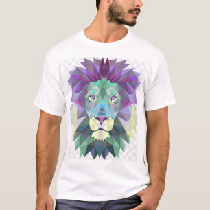 Geometrisches Farbige Löwen T-Shirt – Abstrakte Po