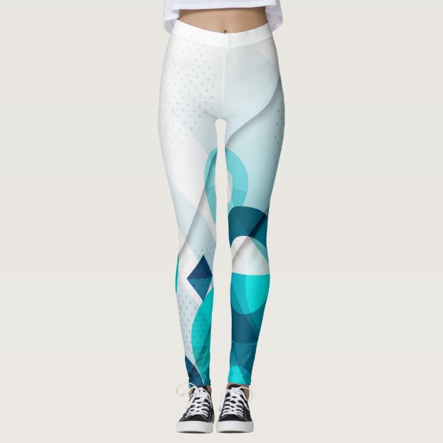 Geometrisches Farbverlauf in blauen Leggings (Vorderseite)