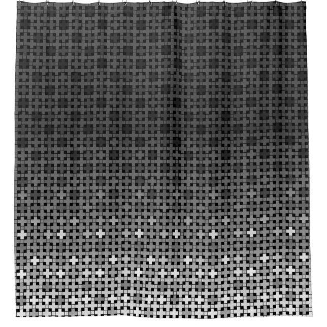 Geometrisches Farbverlaufsmuster Schwarz/Weiß Duschvorhang (Vorderseite)