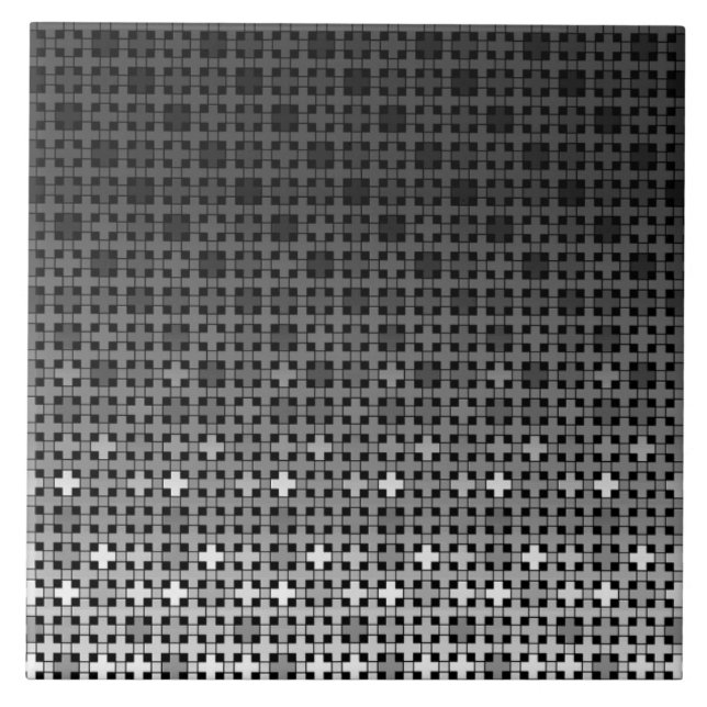 Geometrisches Farbverlaufsmuster Schwarz/Weiß Fliese (Vorderseite)