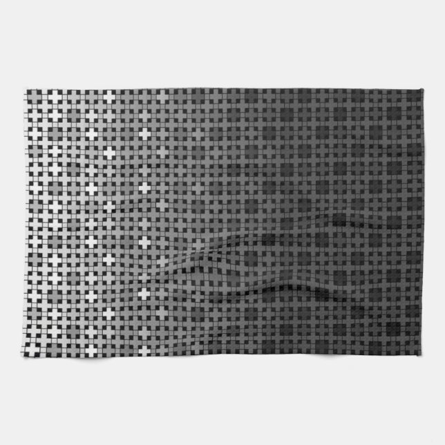Geometrisches Farbverlaufsmuster Schwarz/Weiß Geschirrtuch (Horizontal)