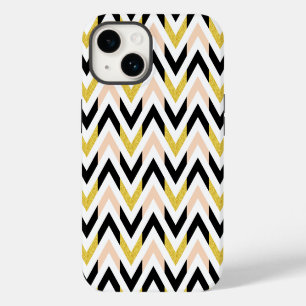 Geometrisches Faux-Glitter-Chevron-Muster Case-Mat iPhone 14 Hülle