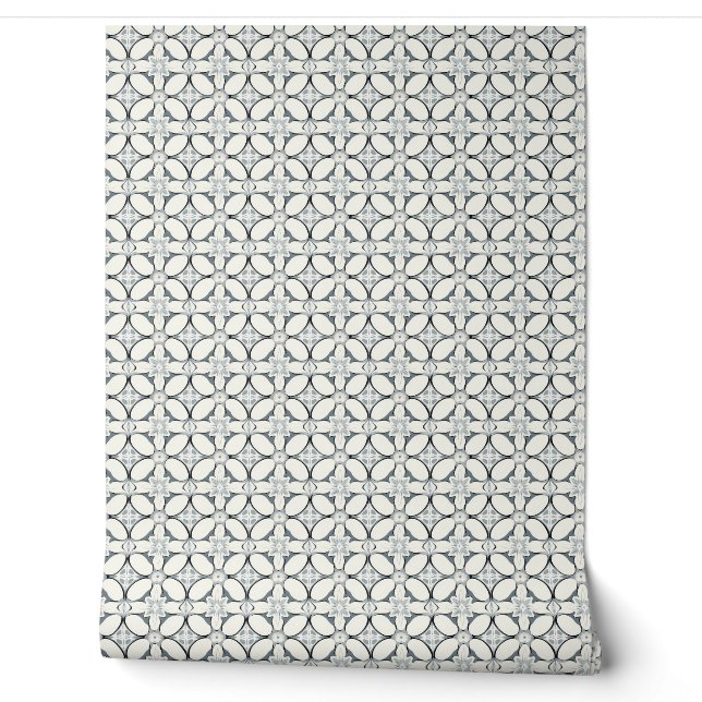 Geometrisches florales Elegance Mini - Grau, Creme Tapete (Abrollen)