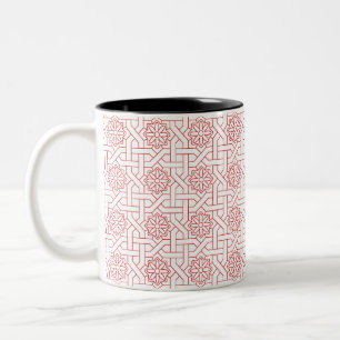 Geometrisches florales Ornamentmuster Zweifarbige Tasse